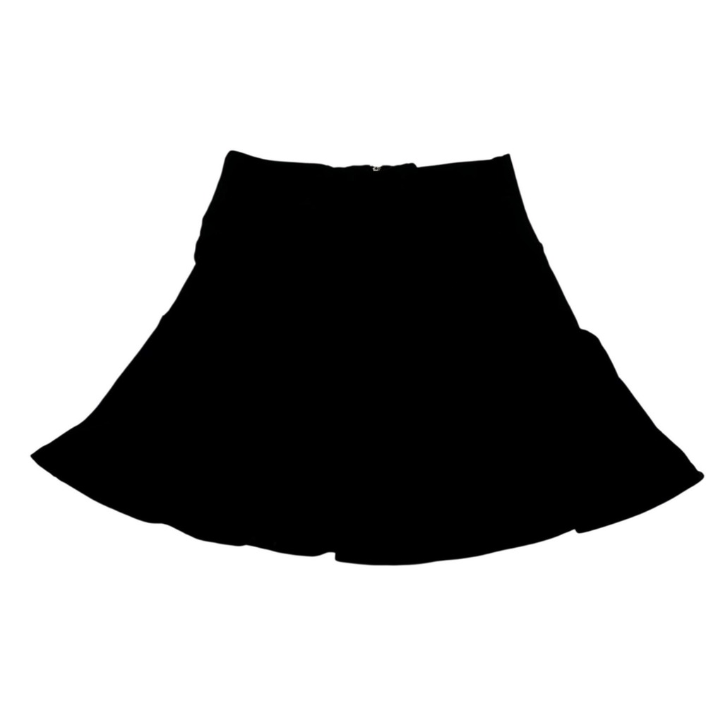 Monteau High Waisted Fit and Flare Mini Skirt Gold Back Zipper Rib Detail-Large